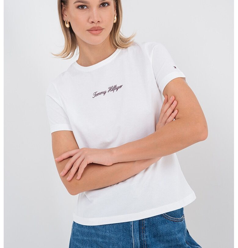 Тениска с овално деколте и лого Tommy Hilfiger