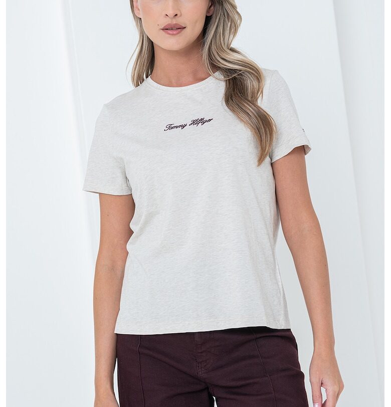 Тениска с овално деколте и лого Tommy Hilfiger