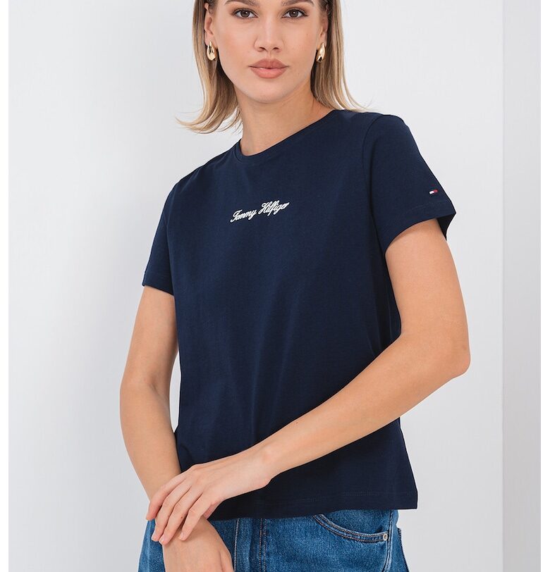 Тениска с овално деколте и лого Tommy Hilfiger