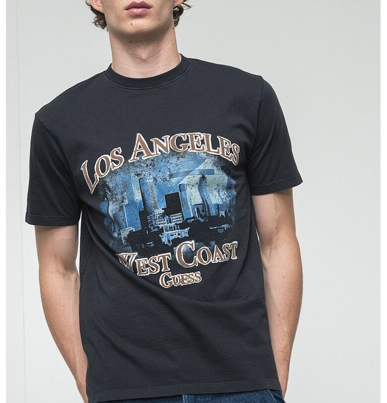 Тениска с овално деколте и принт GUESS