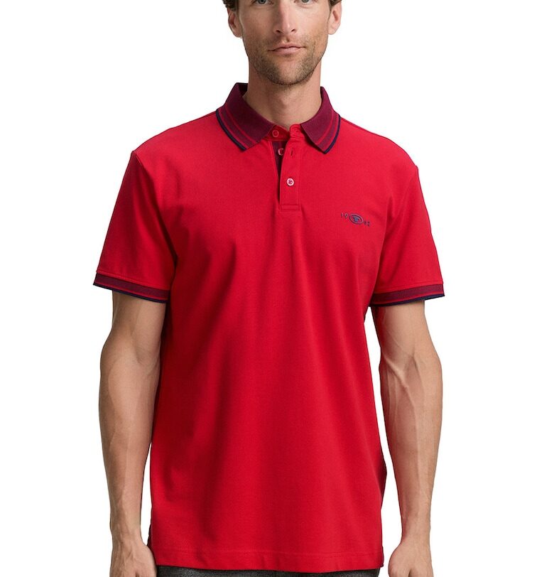 Тениска с яка и контрасти Tom Tailor