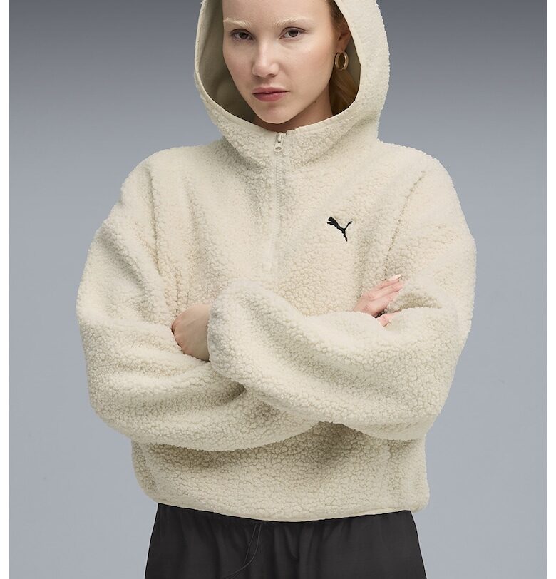 Уголемено поларено худи с къс цип Puma