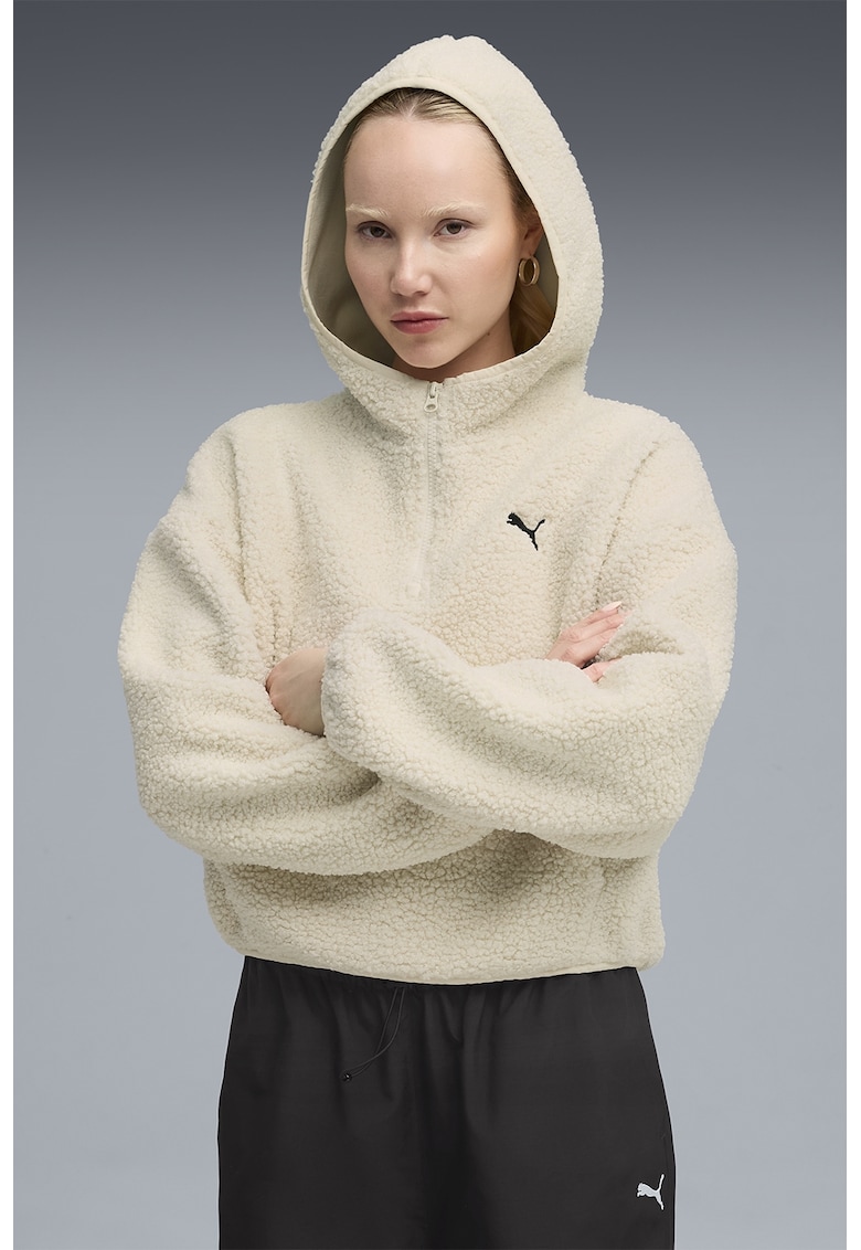 Уголемено поларено худи с къс цип Puma