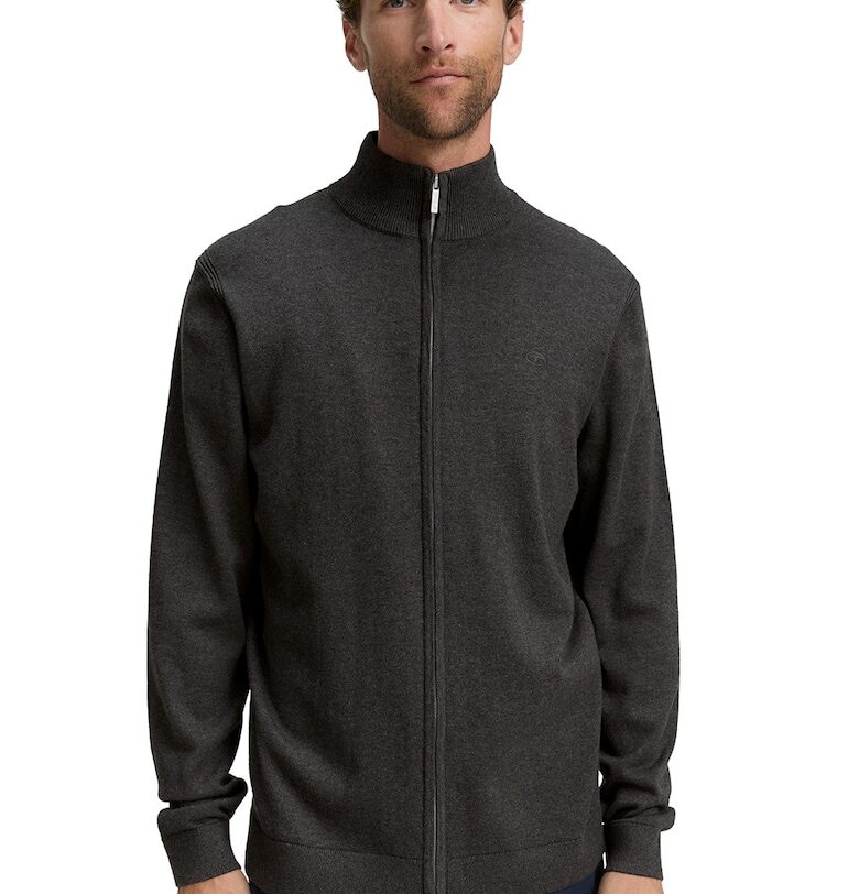 Фино плетен пуловер с къс цип Tom Tailor