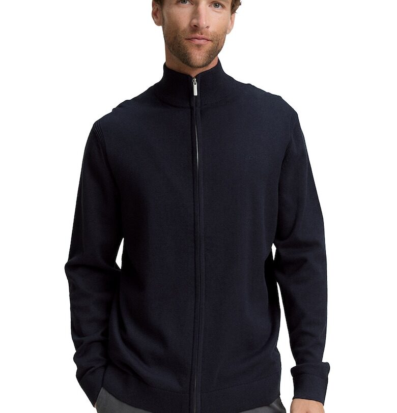 Фино плетен пуловер с къс цип Tom Tailor