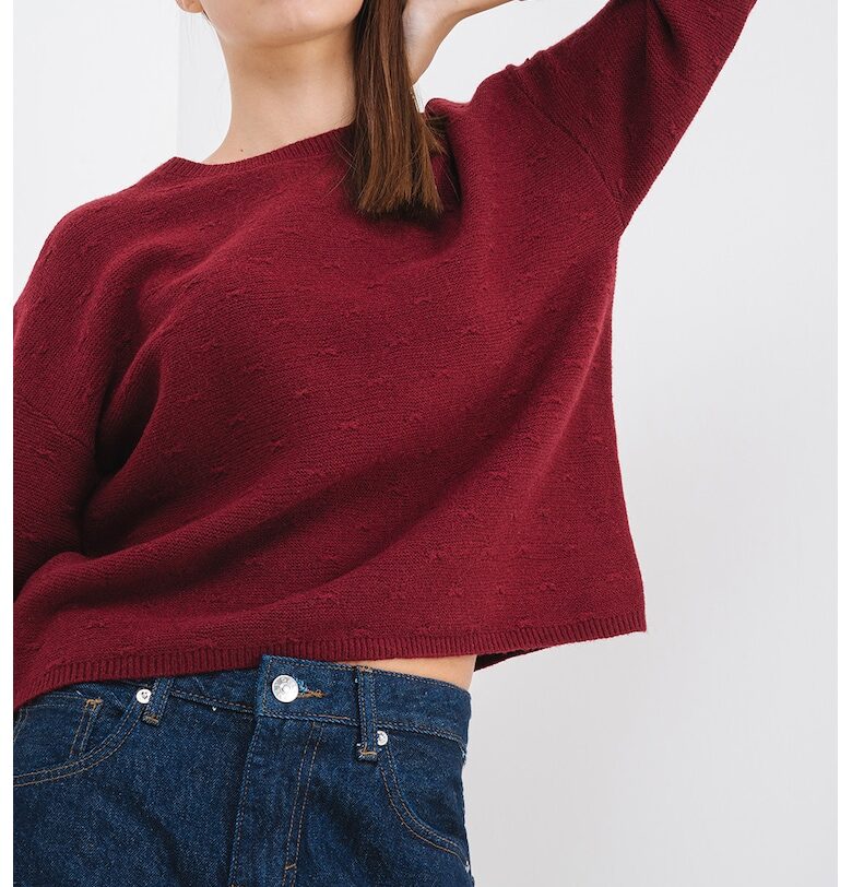 Фино плетен пуловер с рипс Only