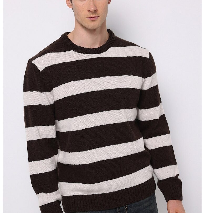 Фино плетен раиран пуловер COLINS