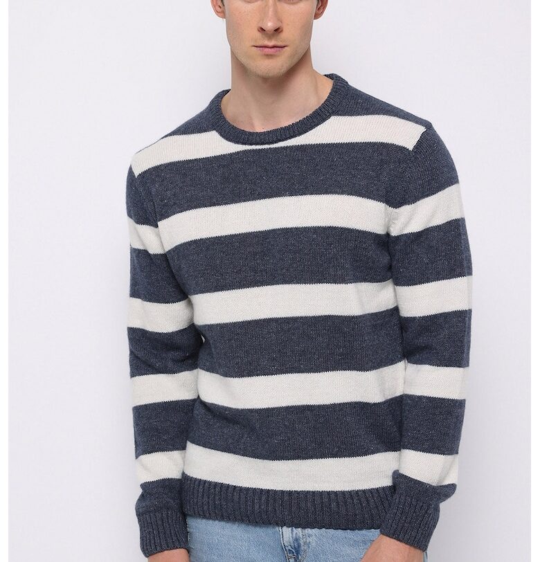 Фино плетен раиран пуловер COLINS