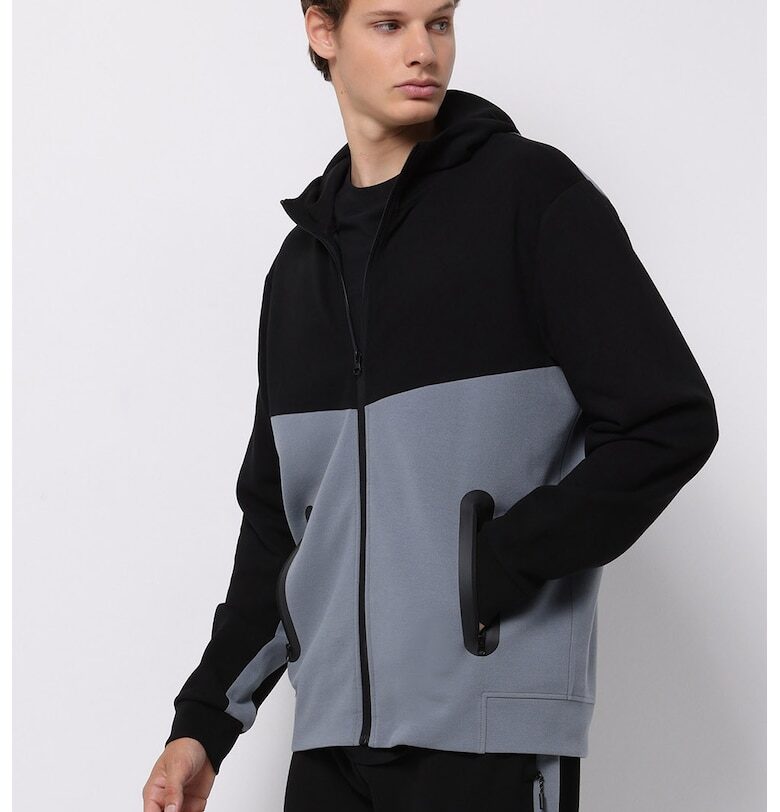 Худи с дизайн с цветен блок и цип COLINS