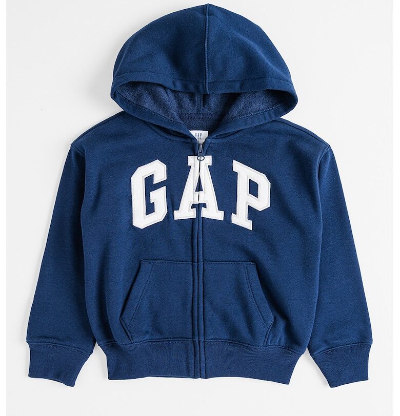 Худи с памук - цип и лого GAP