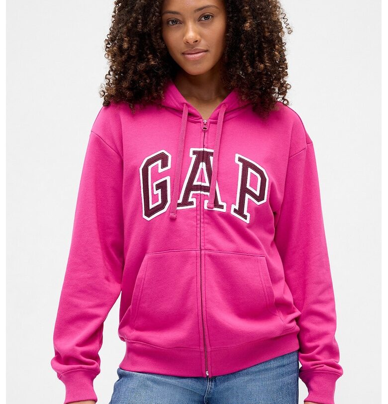 Худи с цип и лого GAP