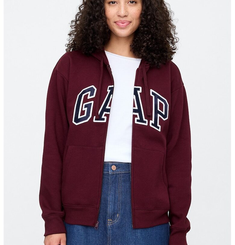 Худи с цип и паднали ръкави GAP