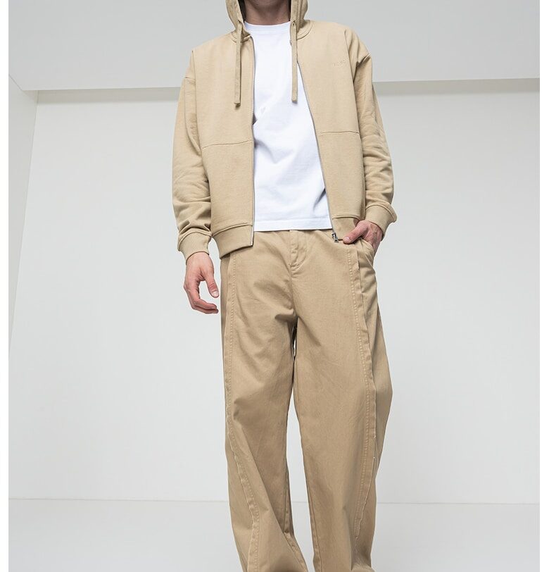 Худи с цип и страничен джоб HUGO