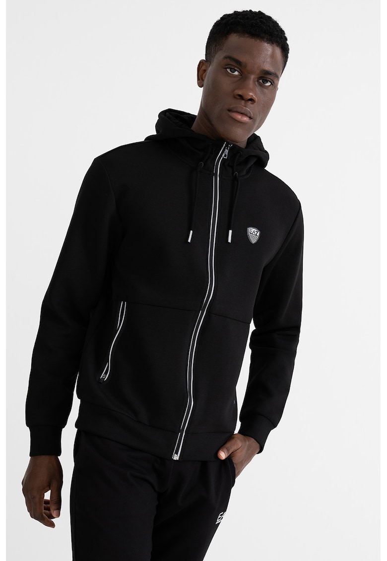 Худи с цип с контрасти EA7