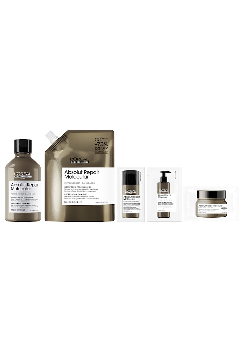 Шампоан за увредена коса  Serie Expert Absolut Repair Molecular - формулиран с пептидни връзки и 5 аминокиселини - възстановява макромолекулната ... LOreal Professionnel