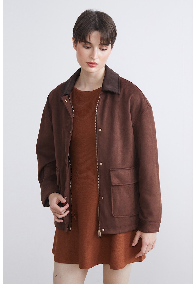 Яке от еко велур с джобове с капаче LC WAIKIKI