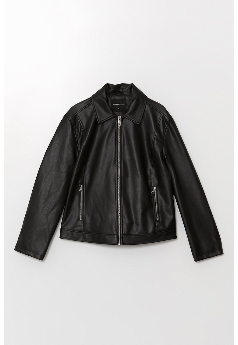 Яке от еко кожа с джобове с цип LC WAIKIKI