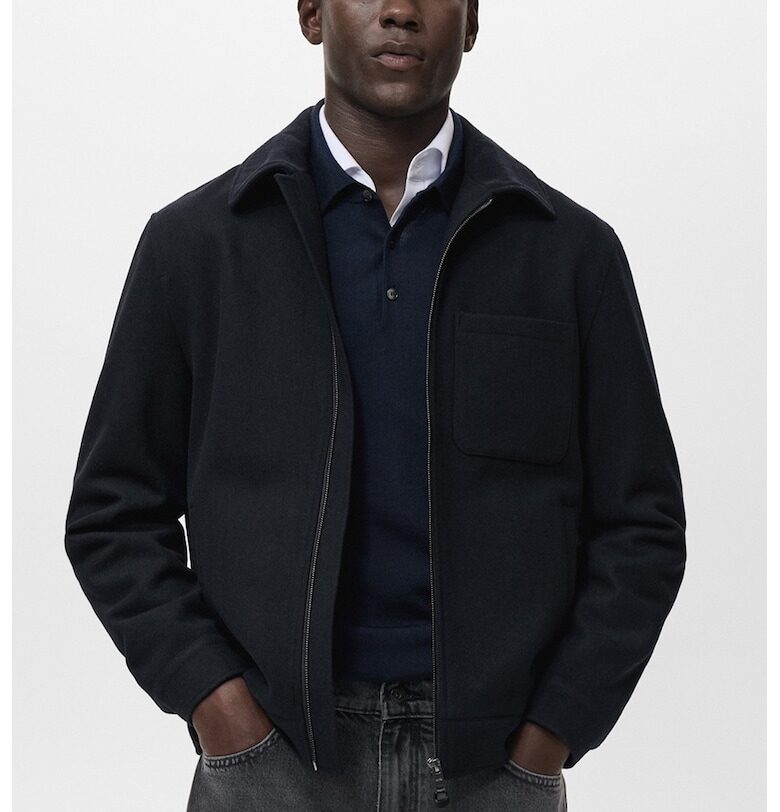 Яке с вълна с цип Mango