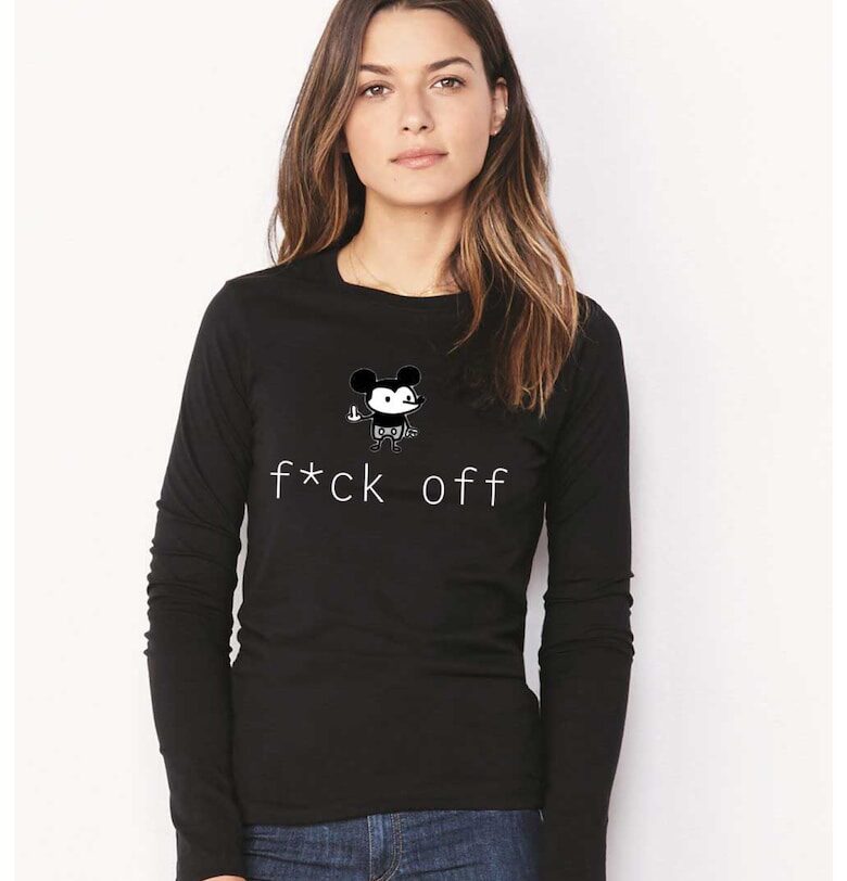 888113367-Черна дамска блуза - f*ck off Mickey Mouse THEICONIC