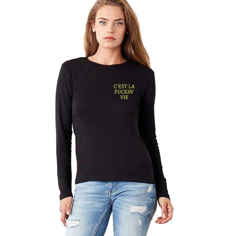 888113451-Черна дамска блуза - C'est la vie THEICONIC