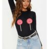888113481-Черна дамска блуза - Lollipop THEICONIC