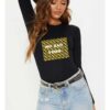 888113554-Черна дамска блуза - No Bad Vibes THEICONIC