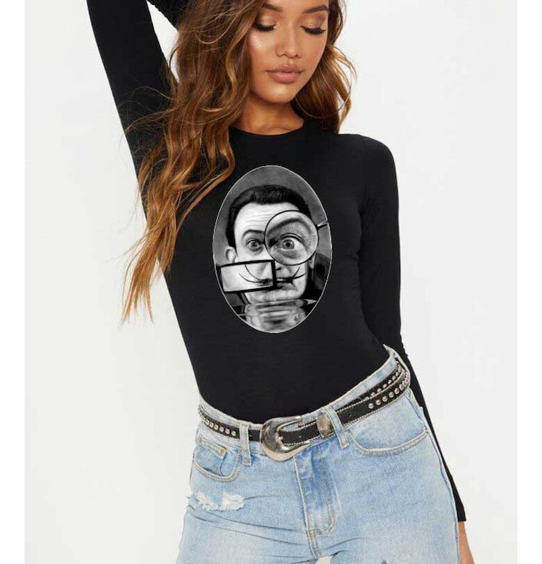 888113633-Черна дамска блуза - Dali - The Watcher THEICONIC