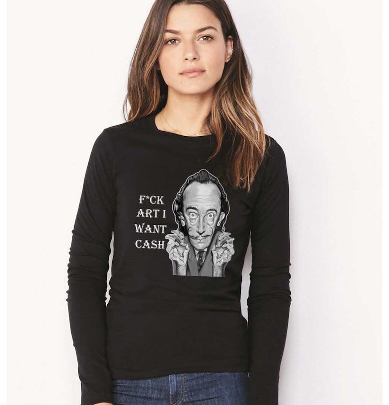 888113637-Черна дамска блуза - Dali - I want CASH THEICONIC