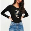 Черна дамска блуза - Dali - Globul THEICONIC