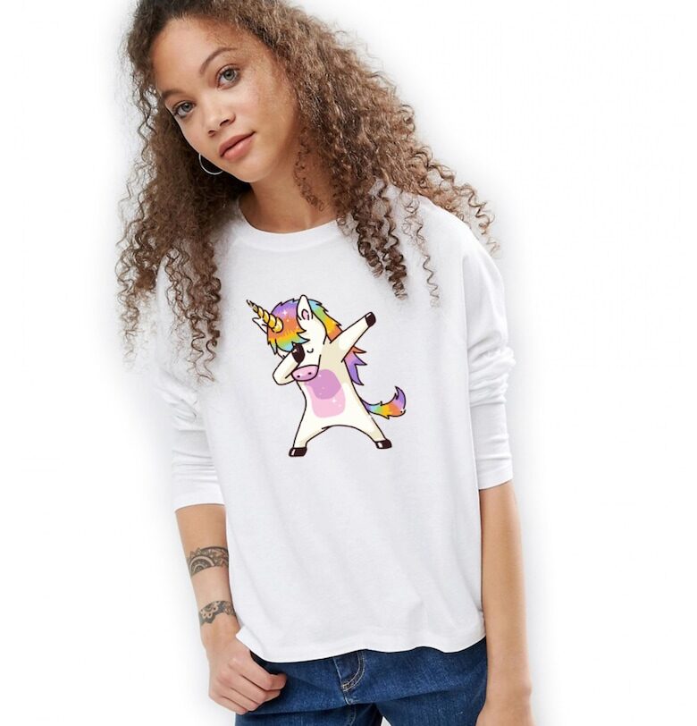 888121069-Дамска бяла блуза Cool Unicorn THEICONIC