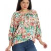 888141923-Дамска блуза - широка - многоцветна с мотив на цветя Eranthe