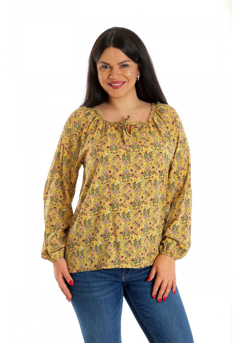 888141925-Дамска блуза - тип IE - Жълт - флорален десен Eranthe