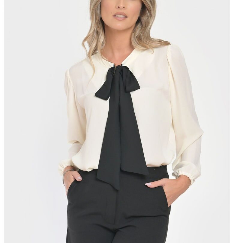 888145243-Дамска блуза - Елегантна с контрастна панделка V298 Eranthe