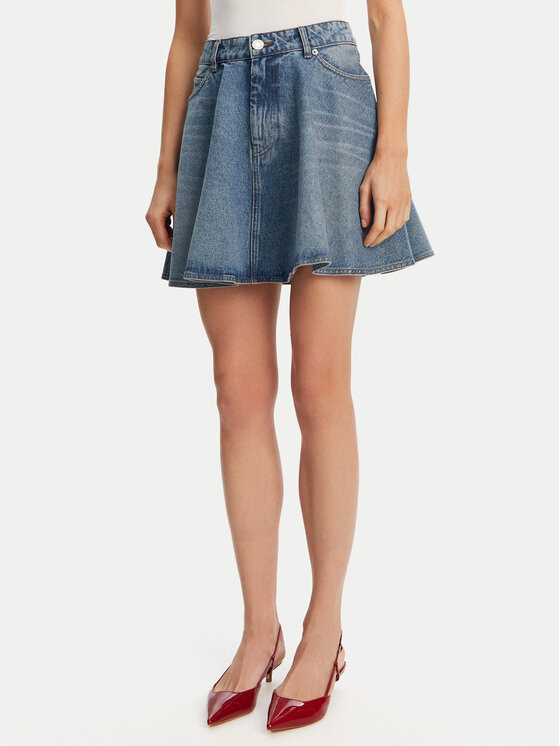 AMI Paris Дънкова пола FSK038.DE0046 Тъмносин Regular Fit цвят на ниска цена