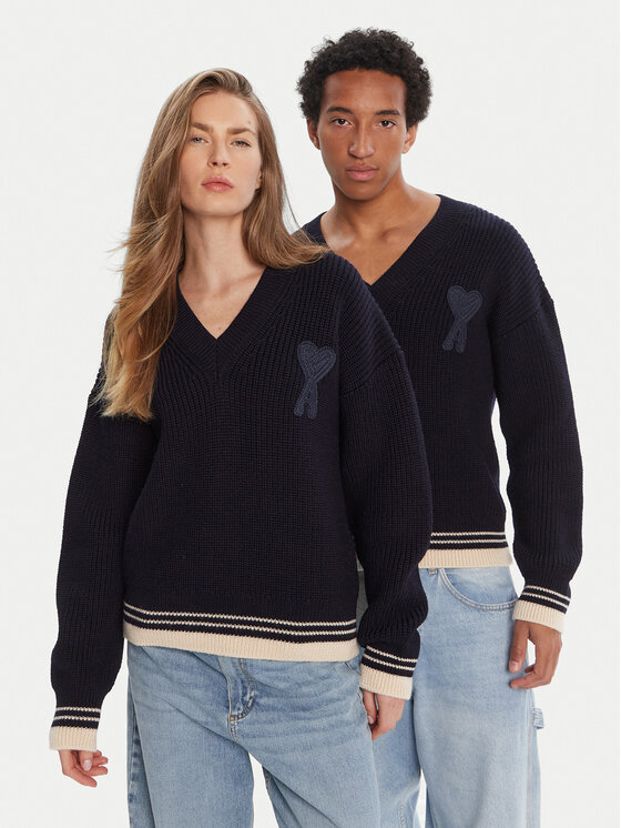 AMI Paris Пуловер UKS268.KN0068 Тъмносин Regular Fit цвят на ниска цена