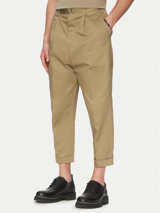 AMI Paris Текстилни панталони HTR121.CO0103 Каки Oversize цвят на ниска цена