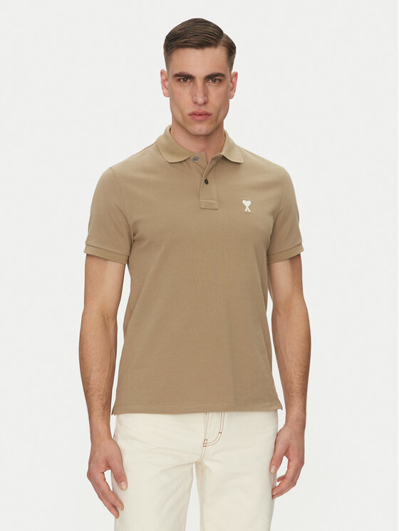 AMI Paris Тениска с яка и копчета HPL060.760 Каки Regular Fit цвят на ниска цена