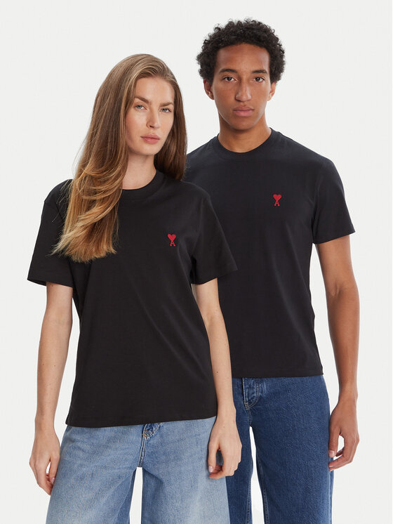 AMI Paris Тишърт BFUTS035.724 Черен Regular Fit цвят на ниска цена