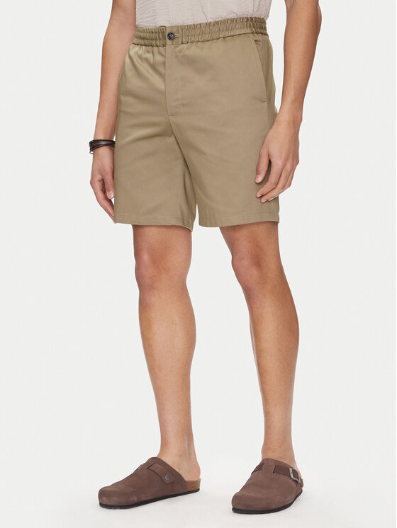 AMI Paris Шорти от плат HSO303.CO0103 Каки Regular Fit цвят на ниска цена