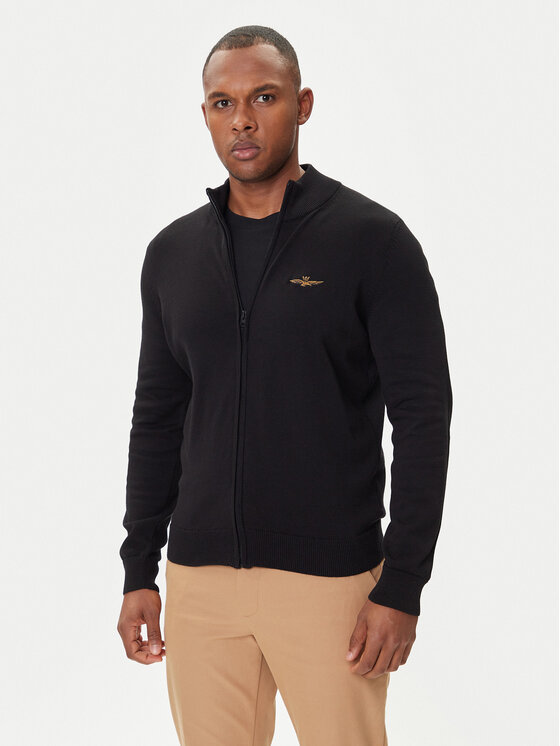 Aeronautica Militare Кардиган 252MA1580UL00506 Черен Regular Fit цвят на ниска цена