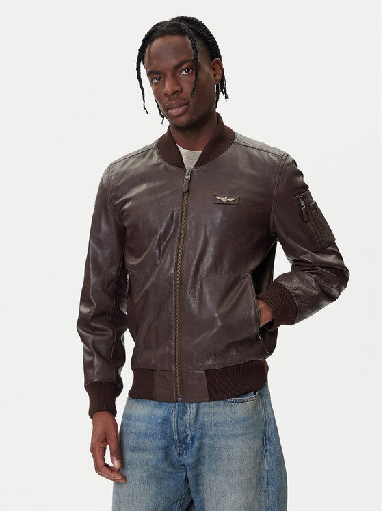 Aeronautica Militare Кожено яке 252PN0958UPL00305 Кафяв Regular Fit цвят на ниска цена