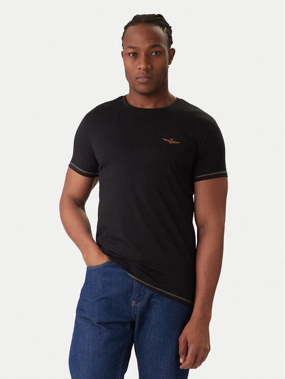 Aeronautica Militare Комплект тениски AM1UTI003B Черен Slim Fit цвят на ниска цена