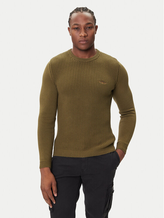 Aeronautica Militare Пуловер 252MA1571UL00409 Зелен Slim Fit цвят на ниска цена