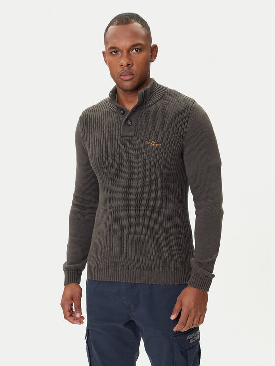 Aeronautica Militare Пуловер 252MA1572UL00409 Сив Slim Fit цвят на ниска цена