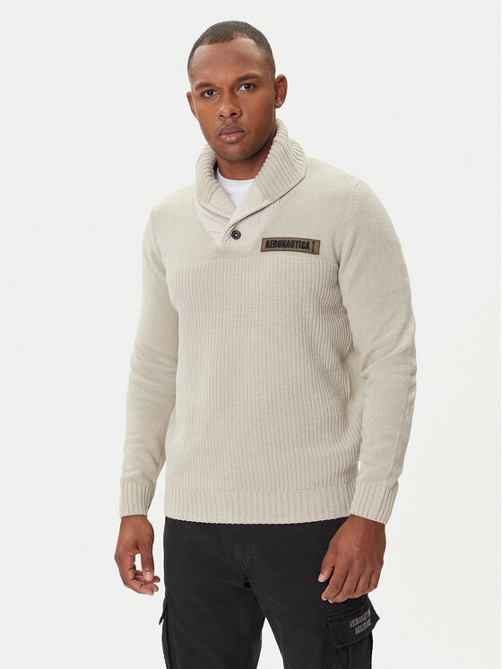 Aeronautica Militare Пуловер 252MA1574UL00539 Бежов Regular Fit цвят на ниска цена
