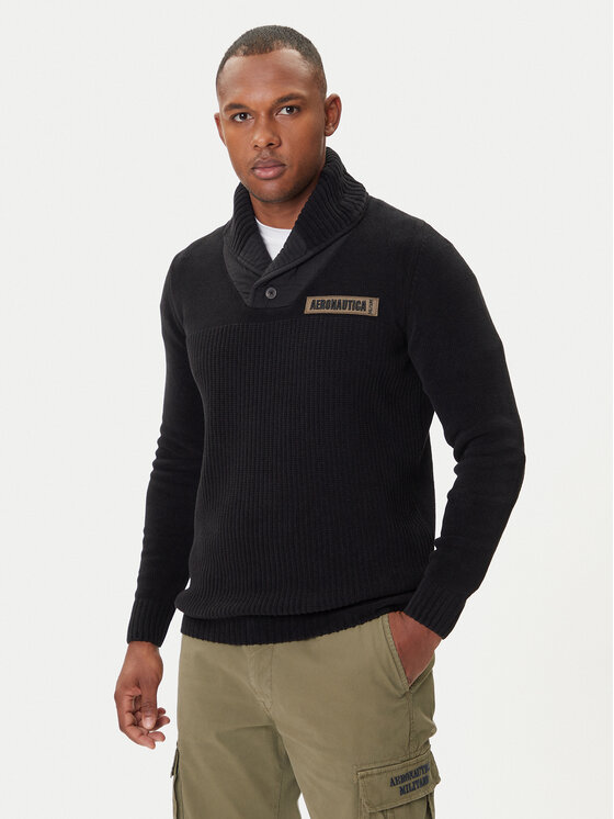 Aeronautica Militare Пуловер 252MA1574UL00539 Черен Regular Fit цвят на ниска цена