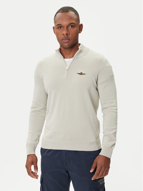Aeronautica Militare Пуловер 252MA1578UL00506 Бежов Regular Fit цвят на ниска цена