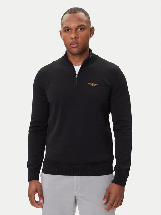 Aeronautica Militare Пуловер 252MA1578UL00506 Черен Regular Fit цвят на ниска цена