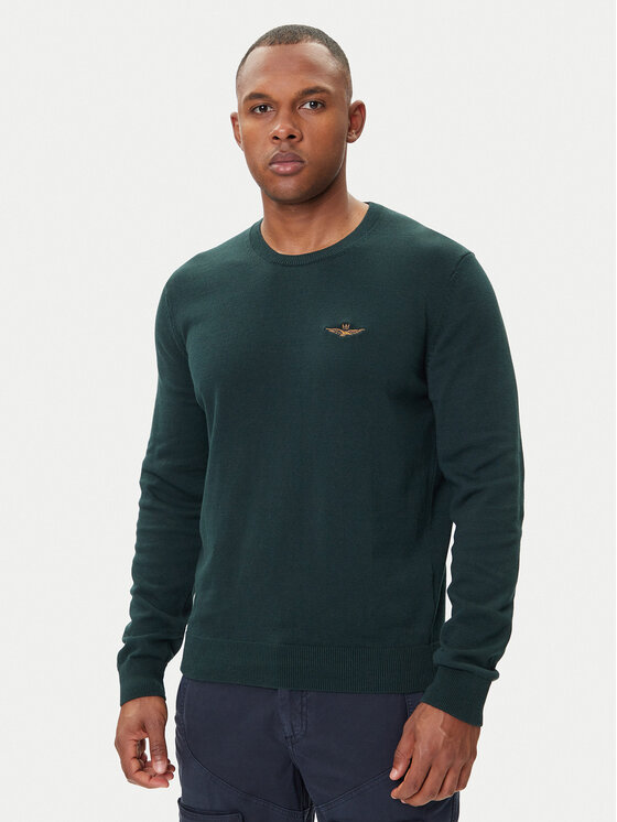 Aeronautica Militare Пуловер 252MA1611UL00506 Зелен Regular Fit цвят на ниска цена