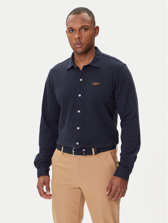 Aeronautica Militare Риза 252CA1265UP00342 Тъмносин Regular Fit цвят на ниска цена